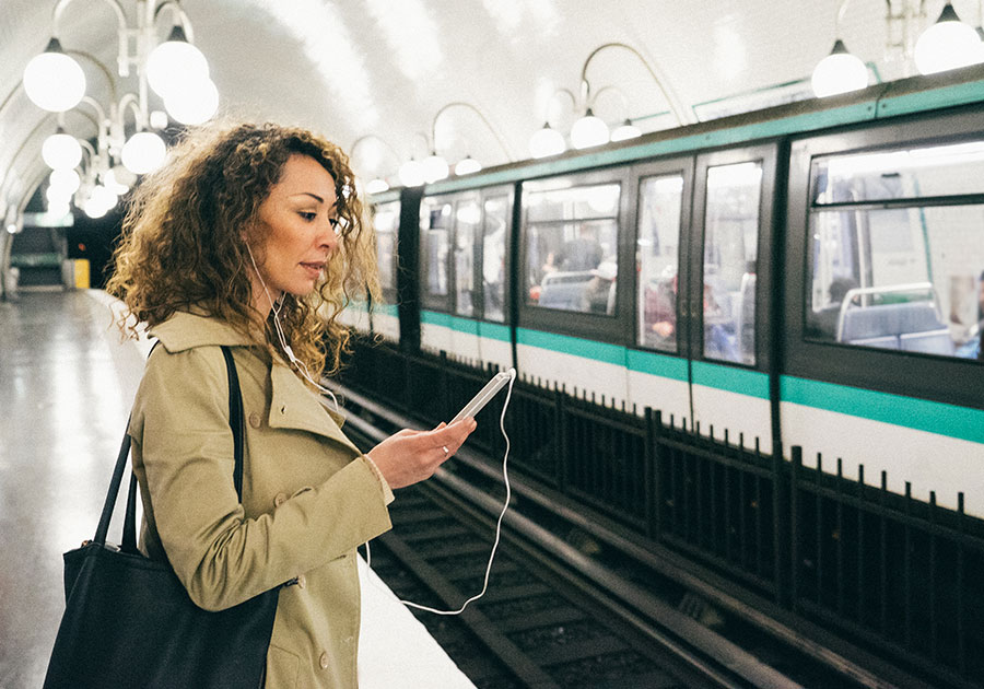 woman waiting for train