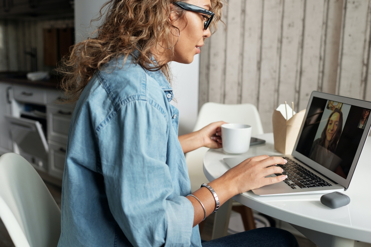woman on laptop video call