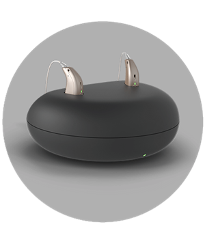 rechargeable hearing aids in base