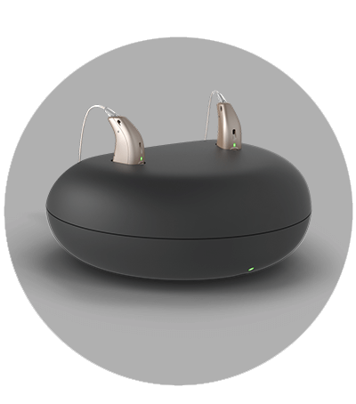 rechargeable hearing aids in base