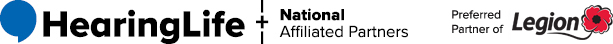 HearingLife Logo and National Affiliated Partners - Preferred Partner of Legion