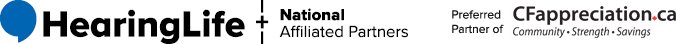 HearingLife Logo and National Affiliated Partners - Preferred Partner of CF Appreciation