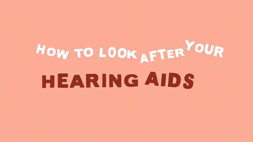 How to look after your hearing aids text on light red background