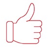 Illustration of thumbs up showing Hybrid Technology™ user benefits
