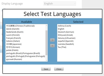 GSI AMTAS Select Test Languages