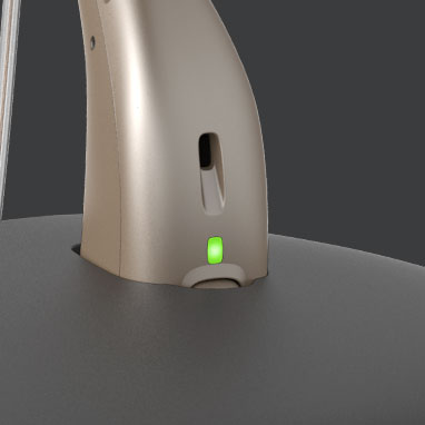 Opn s rechargeable hearing aids in charger