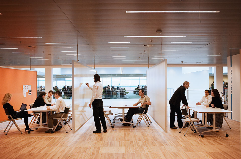 people working in an office