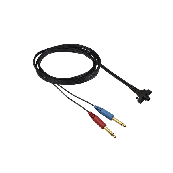 Circumaural Headband cable with two straight mono jacks - one red and one blue