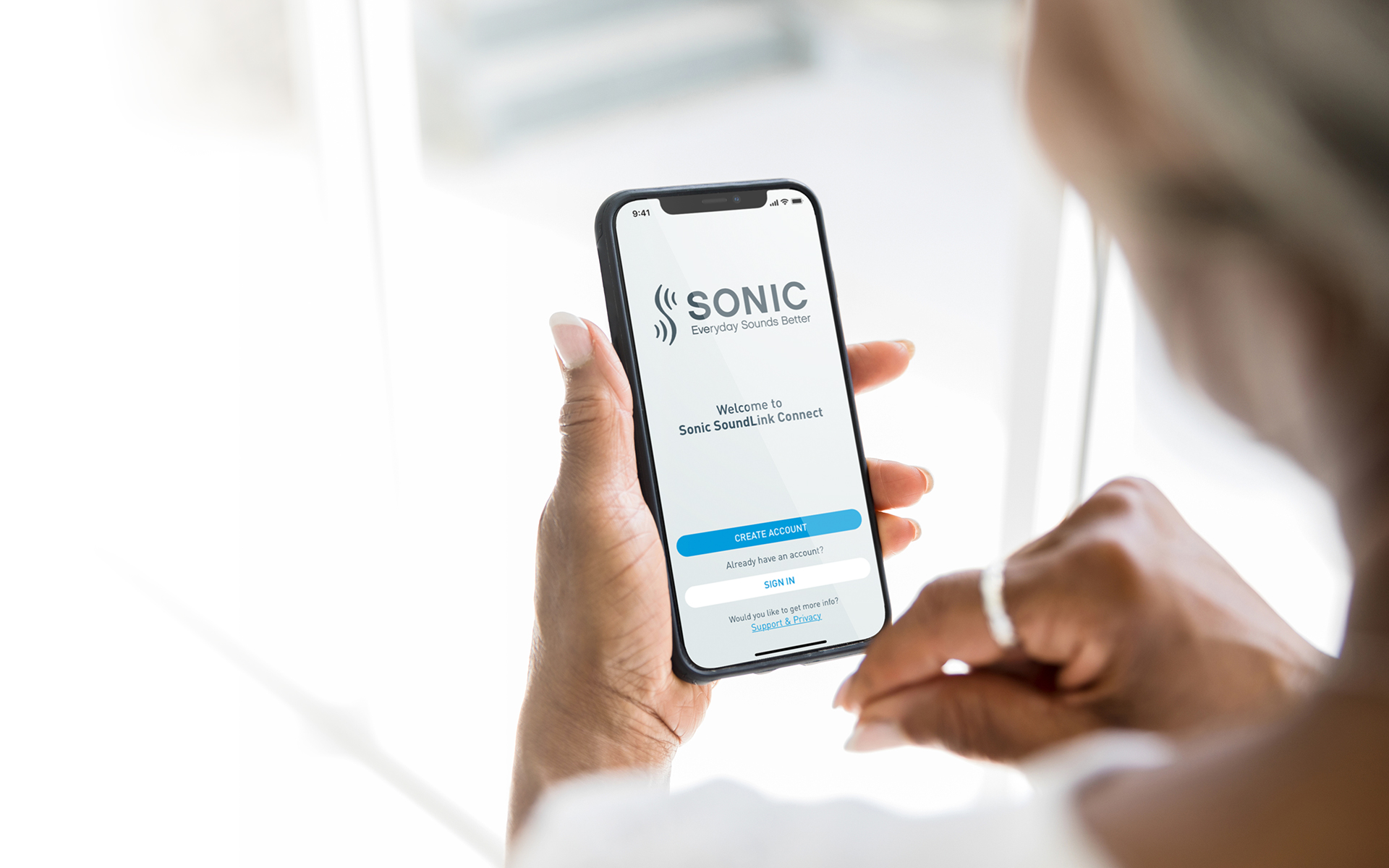 Patient signing in on SoundLink Connect app